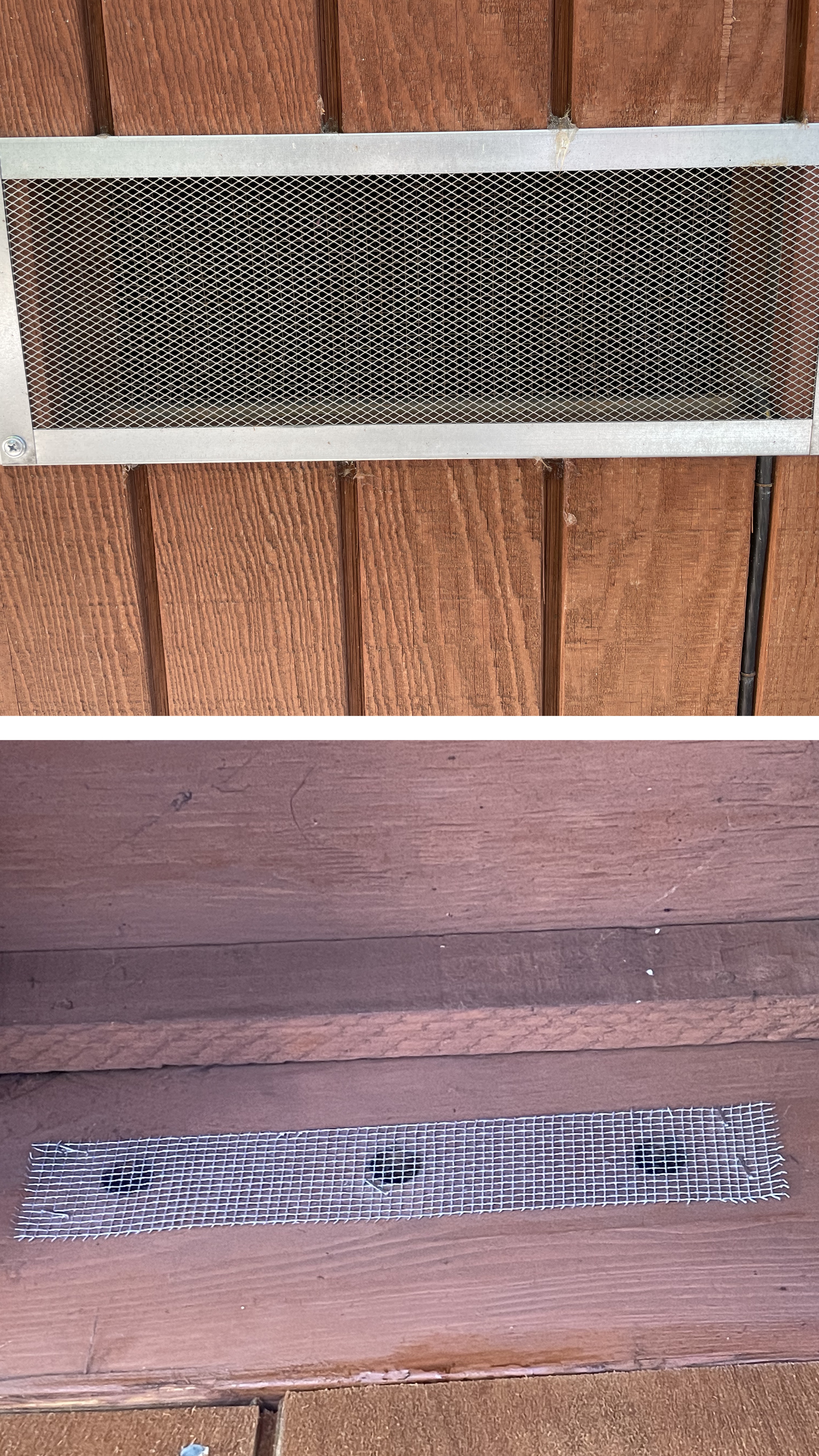 1/8-inch steel mesh covering crawlspace and roof vents.